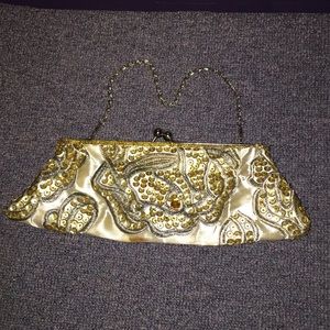 Apt. 9 embroidered clutch gold/cream LIKE NEW!